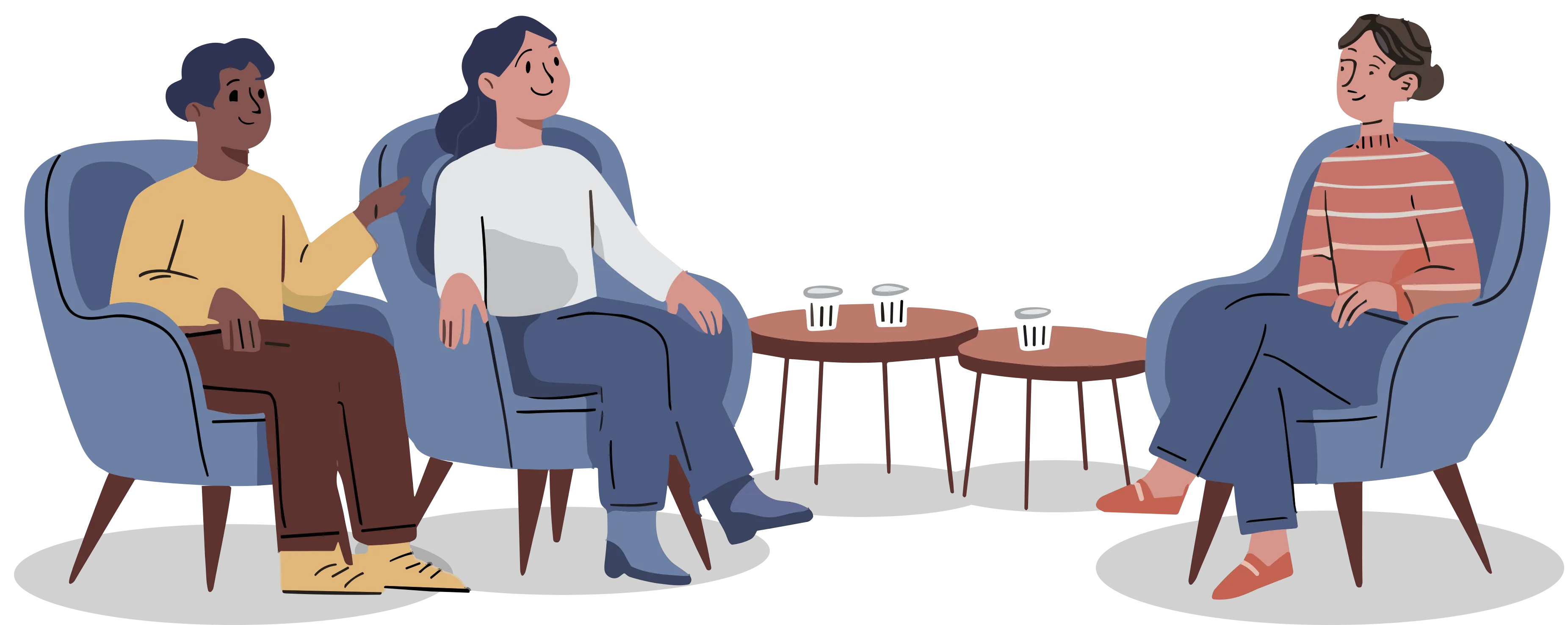 Drei Personen in einem entspannten Beratungssetting in der ZeBra Praxis Bremen